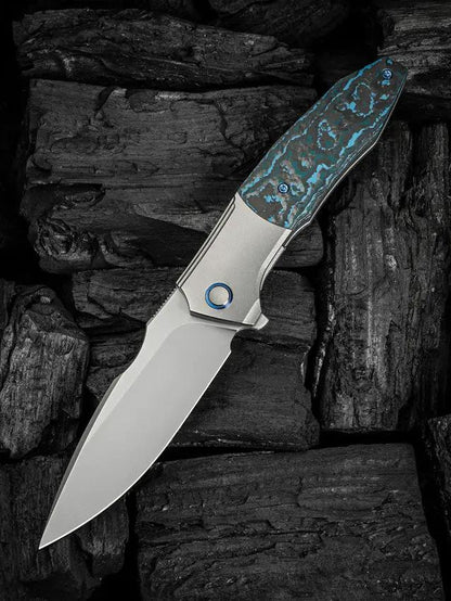 WE Knife Archeozoic Interframe Lock WE23091-4 - Bohler M390 Blade, Titanium Handle With Fat Carbon Inlay by We Knife Co Ltd