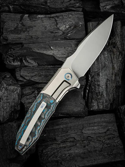 WE Knife Archeozoic Interframe Lock WE23091-4 - Bohler M390 Blade, Titanium Handle With Fat Carbon Inlay by We Knife Co Ltd