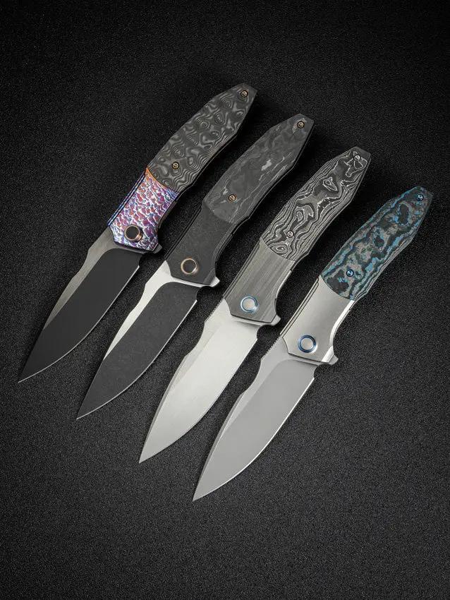 WE Knife Archeozoic Interframe Lock WE23091-4 - Bohler M390 Blade, Titanium Handle With Fat Carbon Inlay by We Knife Co Ltd