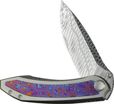 We Knife Winsome Nested Framelock Damascus Knife Titanium Timascus Inlay 3.75 Inch Blade - Collectors Edition by We Knife Co Ltd