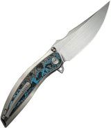 WE Knife Quinseris Nested Framelock WE23093 4 Inch Clip Point M390 Satin Titanium Fat Carbon Inlay For EDC by We Knife Co Ltd