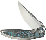 WE Knife Quinseris Nested Framelock WE23093 4 Inch Clip Point M390 Satin Titanium Fat Carbon Inlay For EDC by We Knife Co Ltd