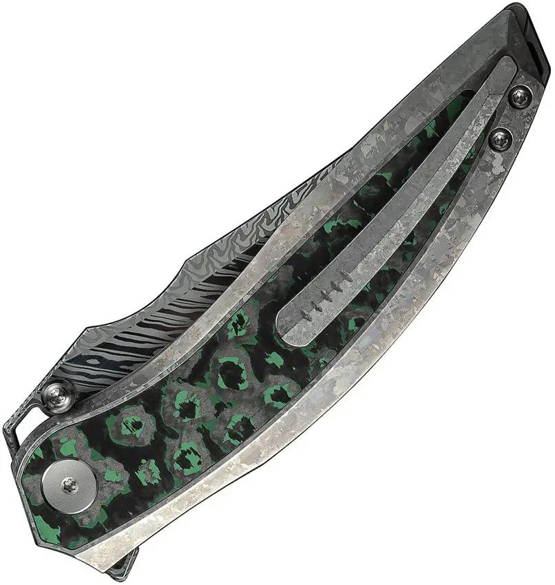 We Knife Quinseris Nested Framelock WE23093DS1 - Damasteel Blade With Titanium Handle And Carbon Fiber Inlay by We Knife Co Ltd