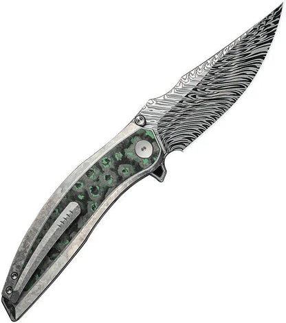 We Knife Quinseris Nested Framelock WE23093DS1 - Damasteel Blade With Titanium Handle And Carbon Fiber Inlay by We Knife Co Ltd