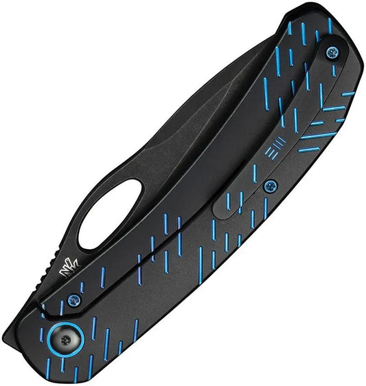 WE Knife Inmate Framelock WE23096B-2 - CPM 20CV Blade With Blue Ti Raindrop Handle For Collectors by We Knife Co Ltd