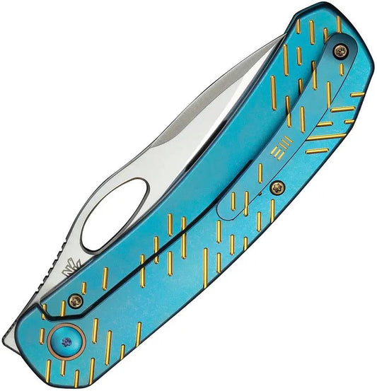 WE Knife Inmate Framelock Blue Titanium Folder - Satin CPM-20CV Blade For Everyday Carry by We Knife Co Ltd