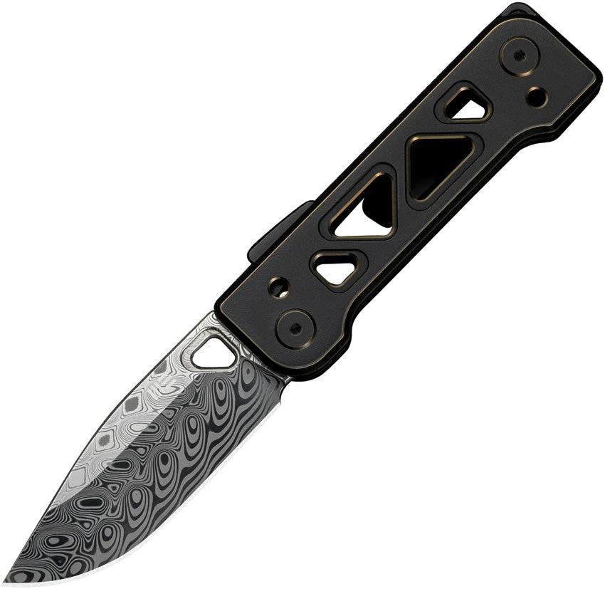 We Knife Tyro Superlock Premium Damasteel EDC Folding Knife With Black And Gold Titanium Handle For EDC Enthusiasts by We Knife Co Ltd