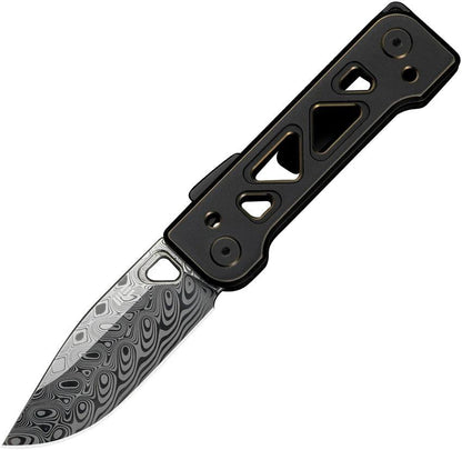 We Knife Tyro Superlock Premium Damasteel EDC Folding Knife With Black And Gold Titanium Handle For EDC Enthusiasts by We Knife Co Ltd