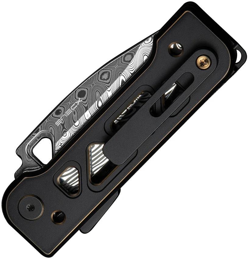 We Knife Tyro Superlock Premium Damasteel EDC Folding Knife With Black And Gold Titanium Handle For EDC Enthusiasts by We Knife Co Ltd