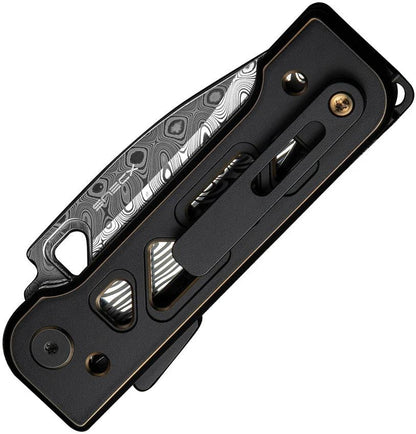 We Knife Tyro Superlock Premium Damasteel EDC Folding Knife With Black And Gold Titanium Handle For EDC Enthusiasts by We Knife Co Ltd