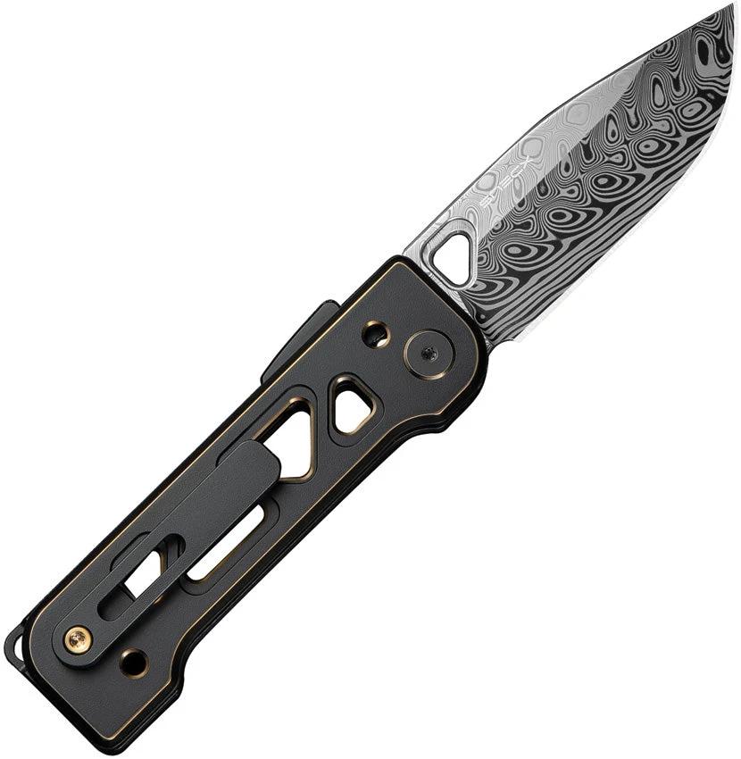 We Knife Tyro Superlock Premium Damasteel EDC Folding Knife With Black And Gold Titanium Handle For EDC Enthusiasts by We Knife Co Ltd