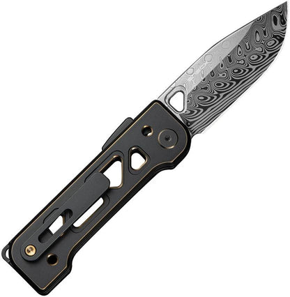 We Knife Tyro Superlock Premium Damasteel EDC Folding Knife With Black And Gold Titanium Handle For EDC Enthusiasts by We Knife Co Ltd