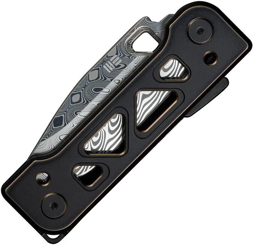 We Knife Tyro Superlock Premium Damasteel EDC Folding Knife With Black And Gold Titanium Handle For EDC Enthusiasts by We Knife Co Ltd
