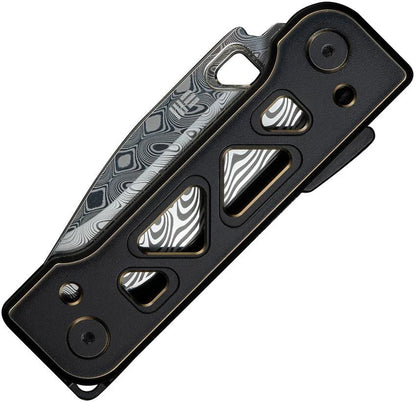 We Knife Tyro Superlock Premium Damasteel EDC Folding Knife With Black And Gold Titanium Handle For EDC Enthusiasts by We Knife Co Ltd