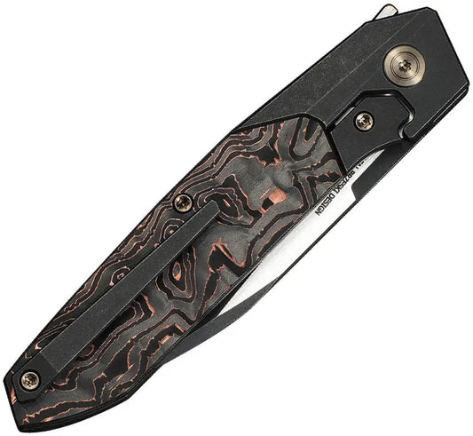 WE Knife Brr15 Bolster Lock Wharncliffe Knife - Bohler M390 Blade With Copper Foil Carbon Fiber Inlay Titanium Handle by We Knife Co Ltd