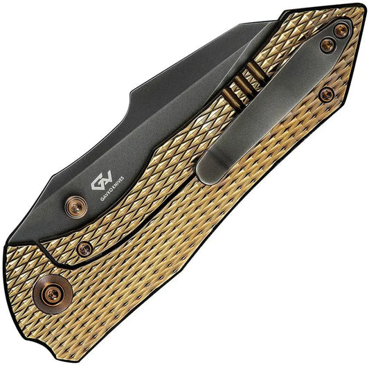 WE Knife High Fin XL Framelock Knife CPM 20CV - Gold Textured Titanium Handle For Premium EDC by We Knife Co Ltd