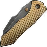 WE Knife High Fin XL Framelock Knife CPM 20CV - Gold Textured Titanium Handle For Premium EDC by We Knife Co Ltd