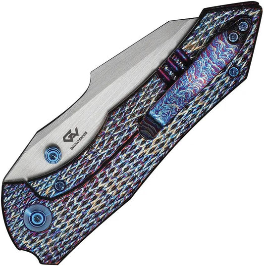 We Knife Co High-Fin XL Framelock Flame CPM-20CV Satin Blade Titanium Handle - Premium EDC For Collectors by We Knife Co Ltd