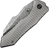 We Knife Co Ltd High Fin XL Framelock Damasteel EDC Knife - Premium Damascus Steel Blade, Textured Titanium Handle by We Knife Co Ltd