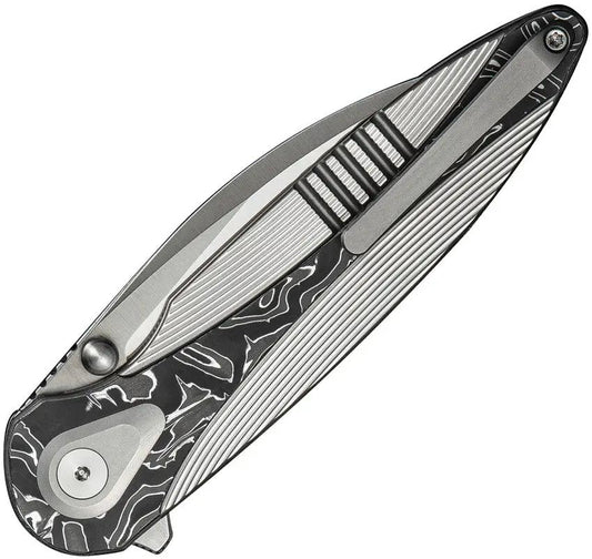 We Knife Zenthra Nested Framelock Knife - Satin M390 Wharncliffe Blade Titanium Handle With Carbon Fiber Inlay For EDC by We Knife Co Ltd