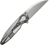 We Knife Zenthra Nested Framelock Knife - Satin M390 Wharncliffe Blade Titanium Handle With Carbon Fiber Inlay For EDC by We Knife Co Ltd