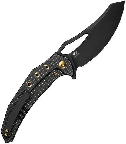 We Knife Epaulette Framelock EDC Knife - Bohler M390 Blade Black Titanium Handle With 4.38in Closed Kydex Belt Sheath by We Knife Co Ltd