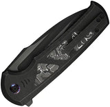 We Knife Sylox Button Lock EDC Knife Extended Tang Black Titanium Handle Carbon Fiber Inlay - Premium M390 Blade by We Knife Co Ltd