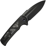 We Knife Sylox Button Lock EDC Knife Extended Tang Black Titanium Handle Carbon Fiber Inlay - Premium M390 Blade by We Knife Co Ltd