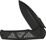 We Knife Sylox Button Lock EDC Knife Extended Tang Black Titanium Handle Carbon Fiber Inlay - Premium M390 Blade by We Knife Co Ltd