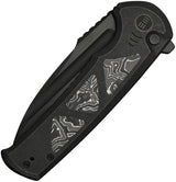We Knife Sylox Button Lock EDC Knife Extended Tang Black Titanium Handle Carbon Fiber Inlay - Premium M390 Blade by We Knife Co Ltd