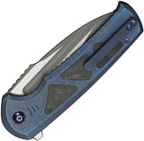 WE Knife Sylox Button Lock Knife - Blue Titanium Handle With Shredded Carbon Fiber Inlay And M390 Blade For EDC by We Knife Co Ltd