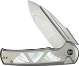 We Knife Sylox Button Lock MOP - Premium M390 Blade And Gray Titanium Handle Elite by We Knife Co Ltd