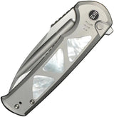 We Knife Sylox Button Lock MOP - Premium M390 Blade And Gray Titanium Handle Elite by We Knife Co Ltd