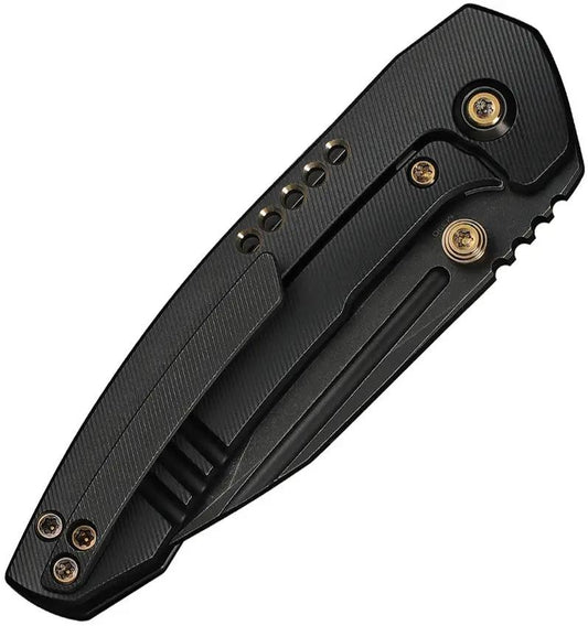 We Knife Micro Trogon Framelock WE24043-1 - Bohler M390 Blade With Black Titanium Handle And Gold Accents by We Knife Co Ltd