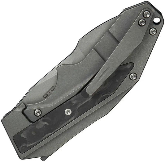 We Knife Coral Framelock Knife Gray CPM 20CV Spear Point - Marble Carbon Fiber Inlay for EDC Enthusiasts by We Knife Co Ltd
