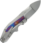 WE Knife Coral Framelock Timascus WE24044-4 - Timascus Inlay, CPM-20CV Blade, Bead Blast Titanium Handle by We Knife Co Ltd