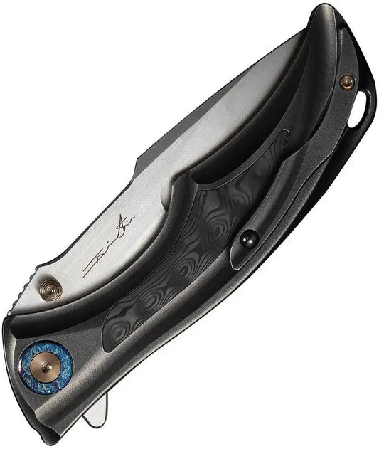 WE Knife Co Tighe Button Lock Folding Knife - Rose Carbon Fiber Inlay M390 Satin Drop Point For EDC by We Knife Co Ltd