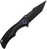 We Knife Tighe Down Button Lock EDC Knife M390 Tanto - Titanium Handle With Yellow Carbon Fiber Inlay Extended Tang by We Knife Co Ltd