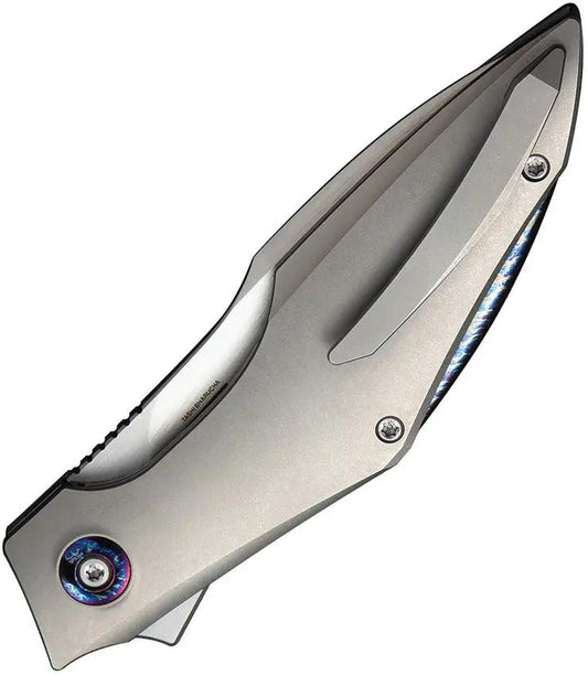 We Knife Krait Snake Liner Lock Knife - 4.63in Closed, M390 Satin Blade, Gray Titanium, EDC Enthusiasts by We Knife Co Ltd