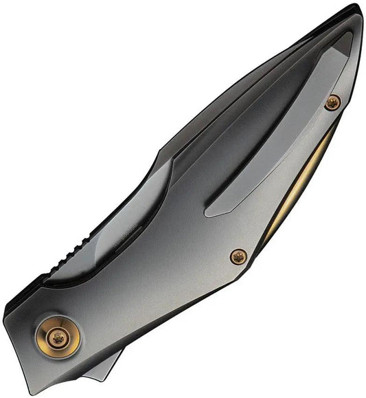 WE Knife Krait Snake Liner Lock Folding Knife - Premium M390 Blade And Gray Titanium Handle For EDC by We Knife Co Ltd