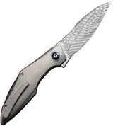 We Knife Krait Snake Folding Knife Premium Fafnir Damasteel Recurve Harpoon Tip Titanium Handle - For EDC Enthusiasts by We Knife Co Ltd