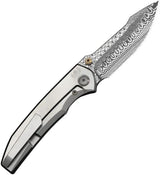 We Knife Ryson Framelock Damasteel EDC Knife - Harpoon Blade With Gray Titanium Handle For Collectors by We Knife Co Ltd