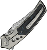 We Knife Skynix Bolster Lock Knife - Fafnir Damasteel Blade With Blue Carbon Fiber Inlays For EDC Enthusiasts by We Knife Co Ltd