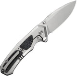 We Knife Corwyn Framelock Knife - M390 Blade, Black Pink Carbon Fiber Inlay, Gray Titanium Handle by We Knife Co Ltd