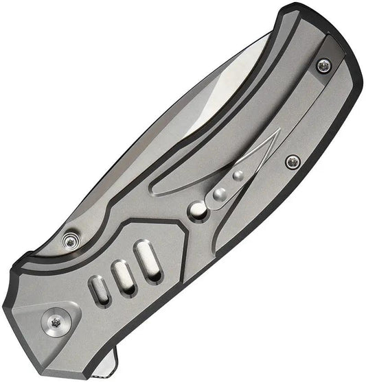 We Knife Co Zentron Button Lock Knife - Premium Bohler M390 Blade Gray Titanium Handle by We Knife Co Ltd