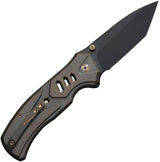 WE Knife Zentron Button Lock Folding Knife - Bronze Stonewash Titanium Handle M390 Tanto Blade EDC by We Knife Co Ltd