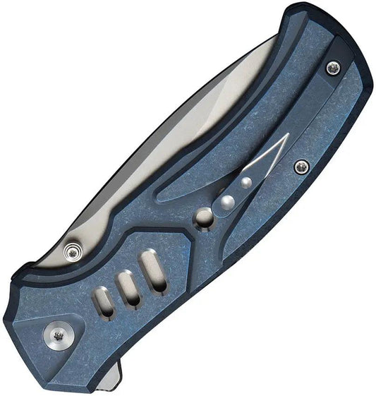 We Knife Zentron Button Lock Knife Blue Stonewash Titanium Handle With M390 Blade For EDC Enthusiasts by We Knife Co Ltd