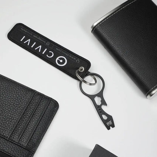 WE Knife Pry Bar Flight Tag Keychain - Free With 29 Knife Purchase Black Stainless Bottle Opener And Hex Wrenches by We Knife Co Ltd