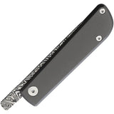 Wesn Goods Samla Folder Titanium WESN14-5 - Damascus Steel Blade And Gray Titanium Handle With Extended Tang by Wesn Goods