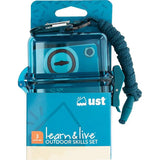 UST Learn and Live Outdoor Skills Kit With Knot Tying Cards Wayfinding Cards Fire Building Cards In Watertight Case by UST